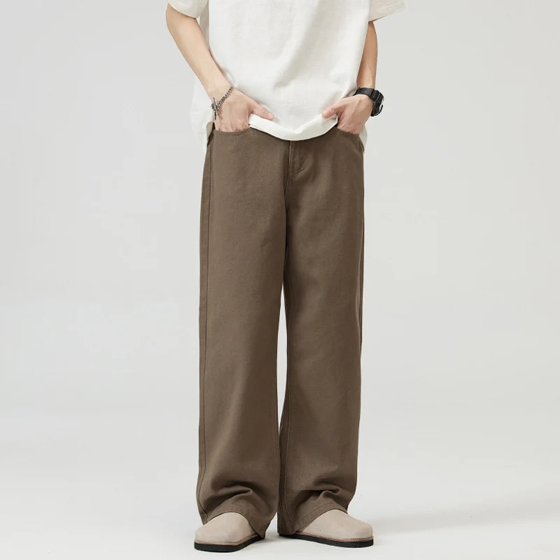 Herren Weite Baumwoll-Denim-Jeans im Straight‑Baggy‑Schnitt mit hoher Bundlinie Drune