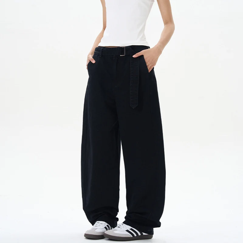Herren Weite Baumwoll-Baggyhose mit tiefem Schritt und verlängertem Saum Drune