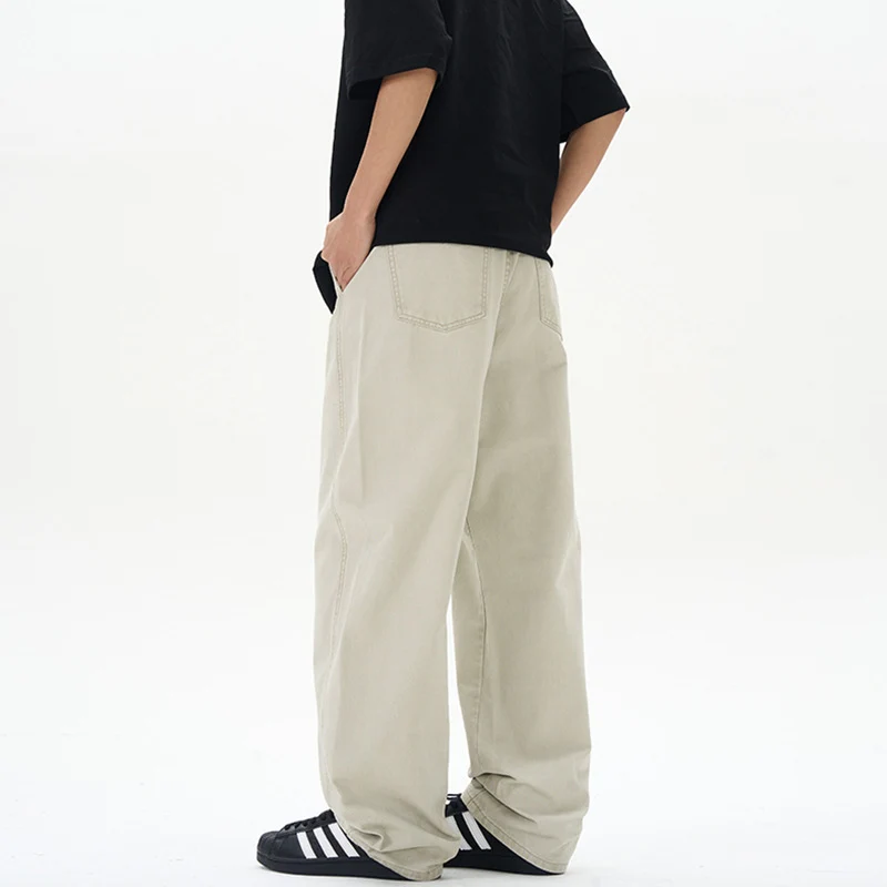 Herren Weite Baumwoll-Baggyhose mit tiefem Schritt und verlängertem Saum Drune