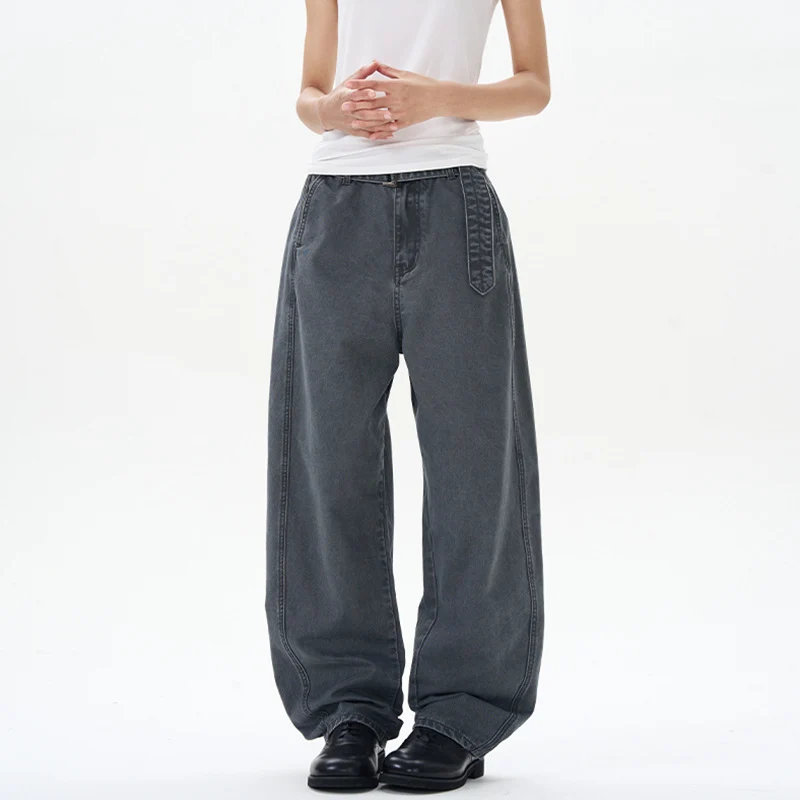Herren Weite Baumwoll-Baggyhose mit tiefem Schritt und verlängertem Saum Drune
