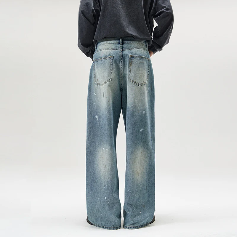 Herren weite Baggy-Jeans mit Paint-Splatter-Effekt und Vintage-Waschung Drune