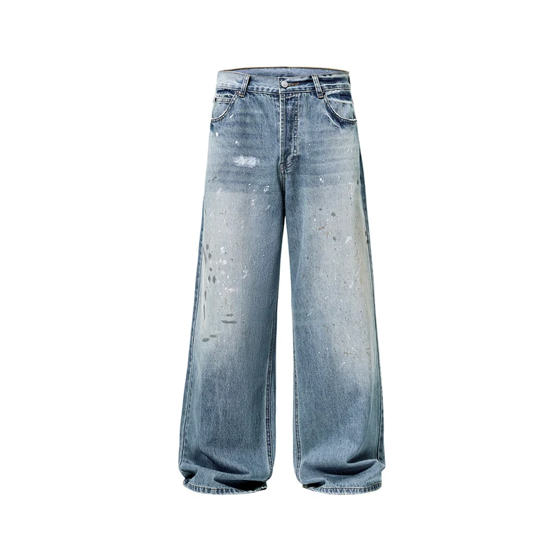 Herren weite Baggy-Jeans mit Paint-Splatter-Effekt und Vintage-Waschung Drune