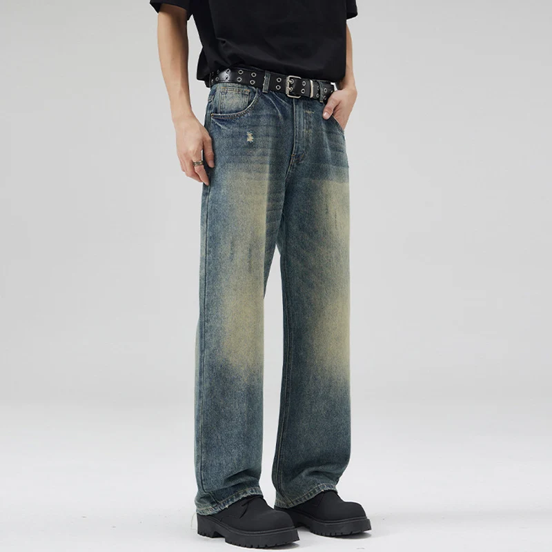 Herren Weit geschnittene Vintage-Denim-Jeans im geraden Baggy‑Cut mit soften Fade-Details Drune
