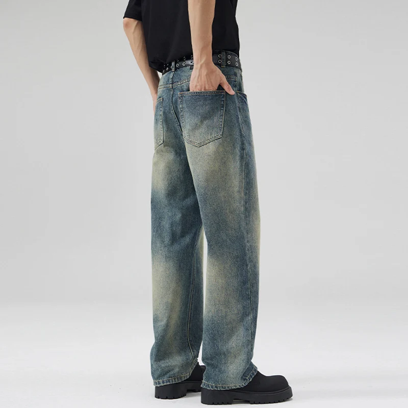 Herren Weit geschnittene Vintage-Denim-Jeans im geraden Baggy‑Cut mit soften Fade-Details Drune