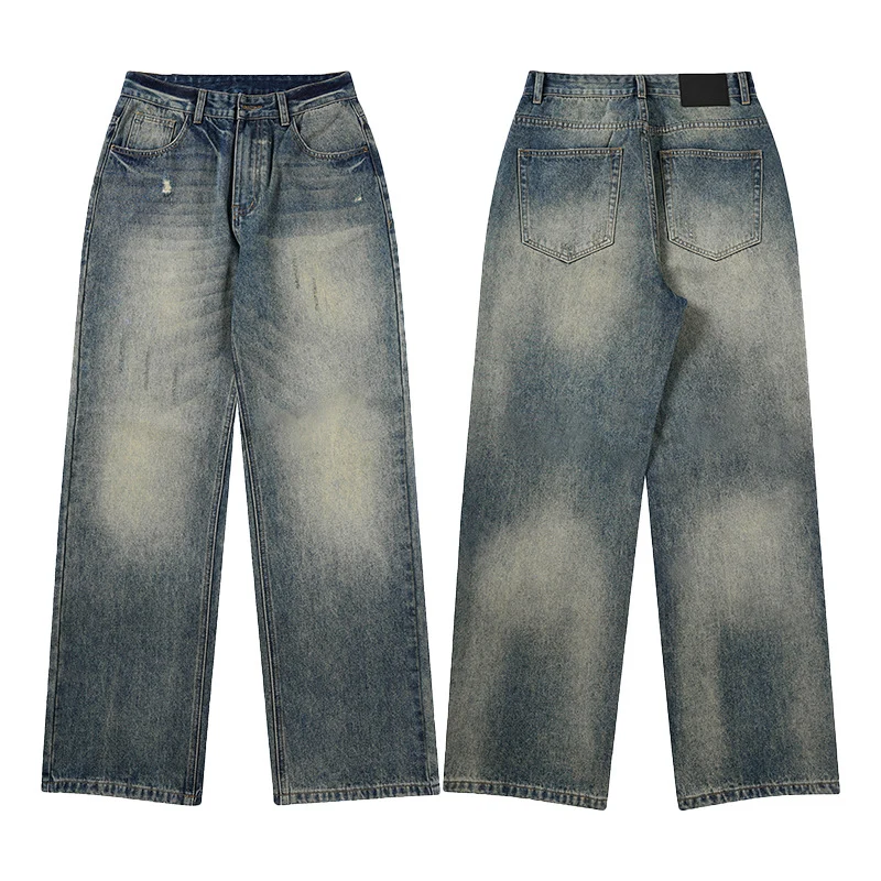 Herren Weit geschnittene Vintage-Denim-Jeans im geraden Baggy‑Cut mit soften Fade-Details Drune
