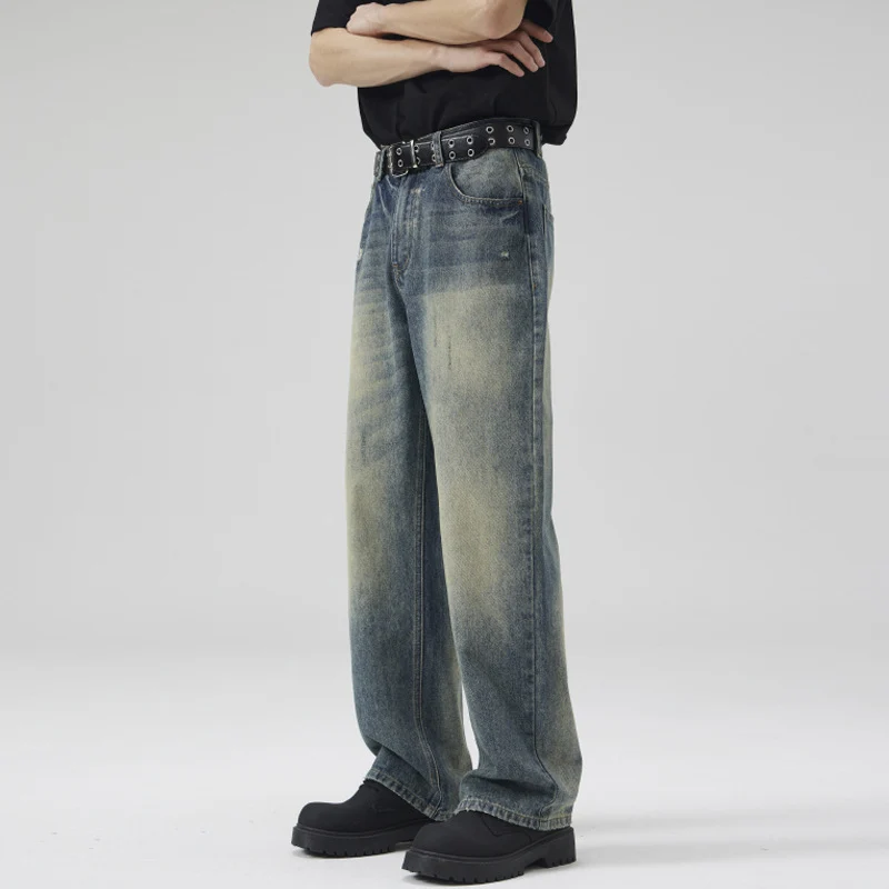 Herren Weit geschnittene Vintage-Denim-Jeans im geraden Baggy‑Cut mit soften Fade-Details Drune