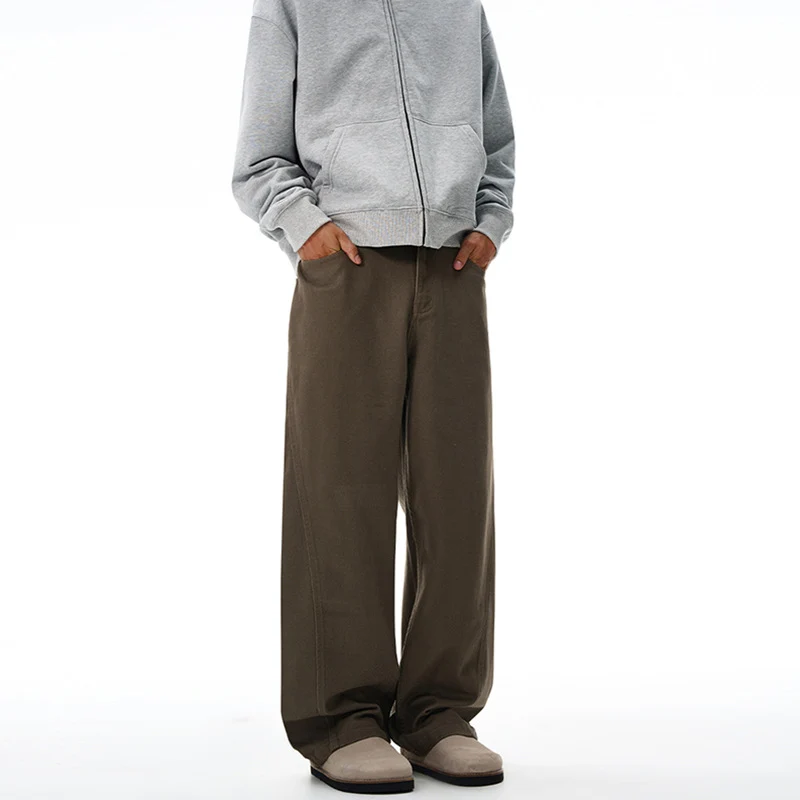 Herren Weit geschnittene Twill-Hose mit strukturierter Canvas-Optik und langen Saumfalten Drune