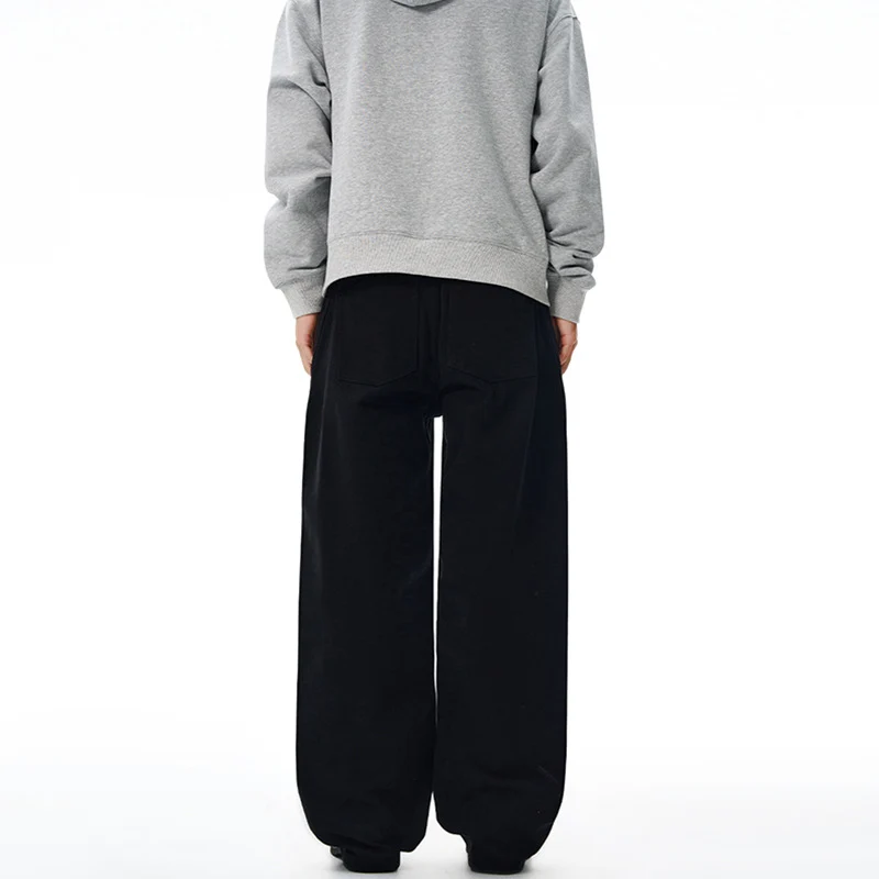 Herren Weit geschnittene Twill-Hose mit strukturierter Canvas-Optik und langen Saumfalten Drune
