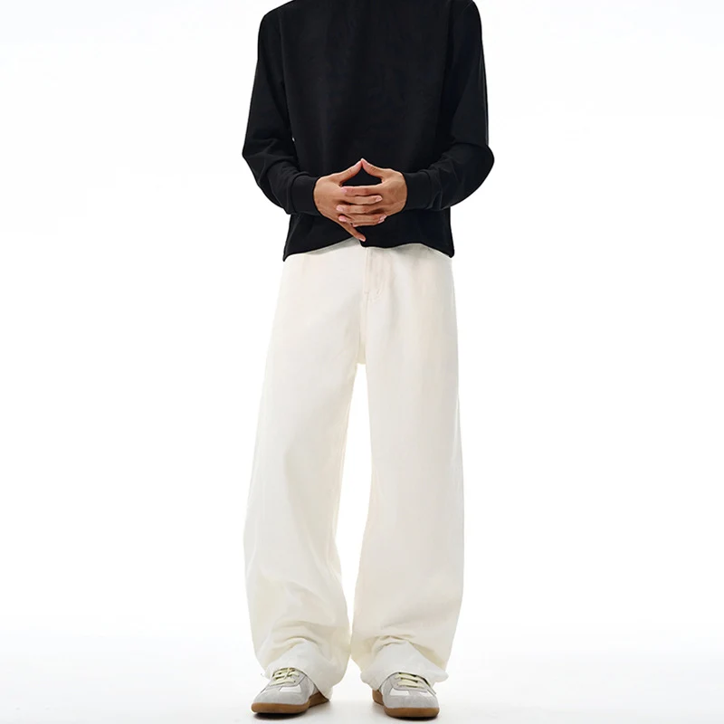 Herren Weit geschnittene Twill-Hose mit strukturierter Canvas-Optik und langen Saumfalten Drune