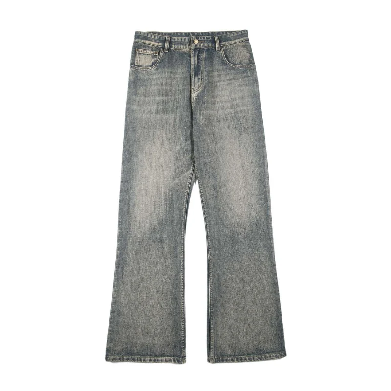 Herren Weit geschnittene Relaxed-Denimhose aus Vintage-Denim mit tiefem Schritt und leichter Used-Waschung Drune