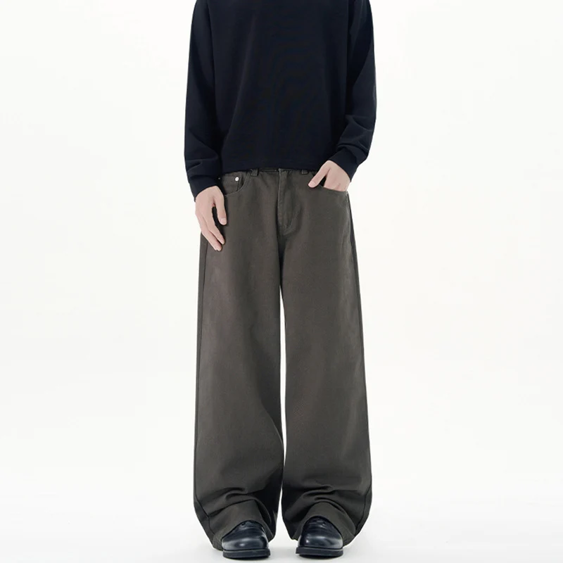Herren Weit geschnittene Relaxed-Denim-Jeans im geraden Baggy-Schnitt mit hoher Bundlinie Drune