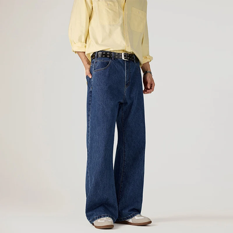 Herren Weit geschnittene Denim-Palazzo-Hose mit fließendem Beinverlauf Drune