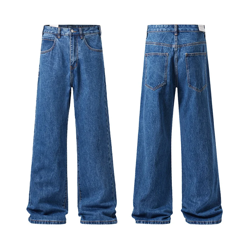 Herren Weit geschnittene Denim-Palazzo-Hose mit fließendem Beinverlauf Drune