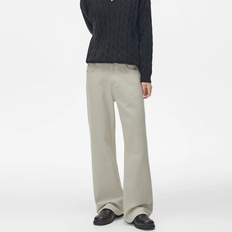 Herren Weit geschnittene Baumwoll-Twill Baggy-Hose mit tiefem Schritt und cleanem Five-Pocket-Schnitt Drune