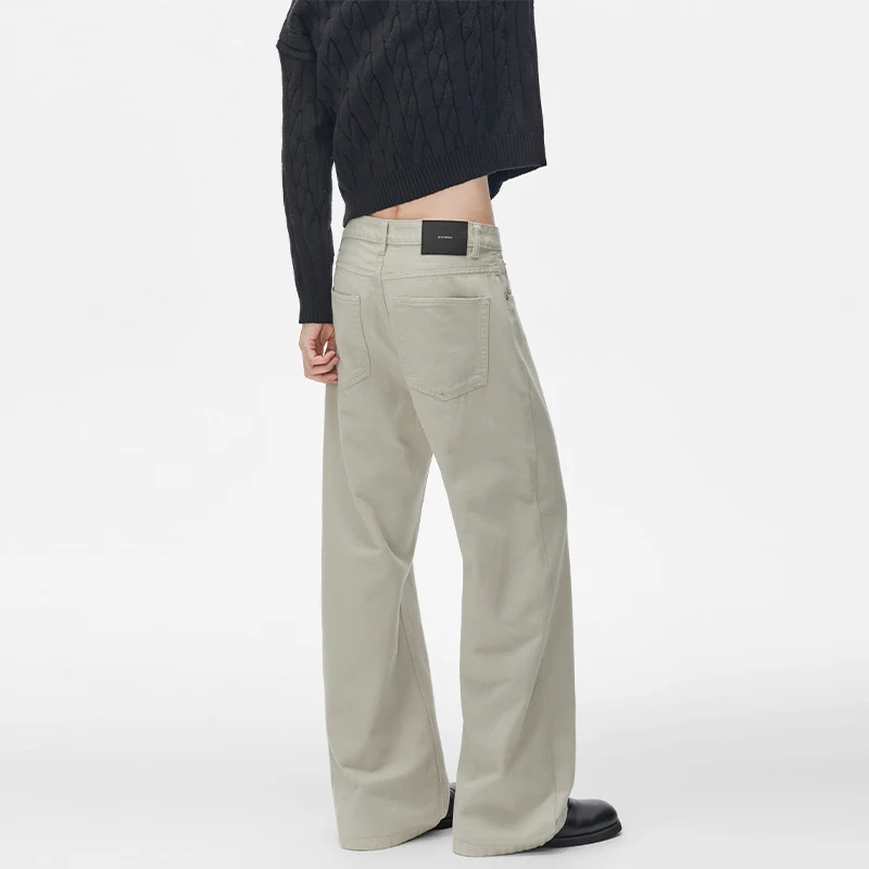 Herren Weit geschnittene Baumwoll-Twill Baggy-Hose mit tiefem Schritt und cleanem Five-Pocket-Schnitt Drune