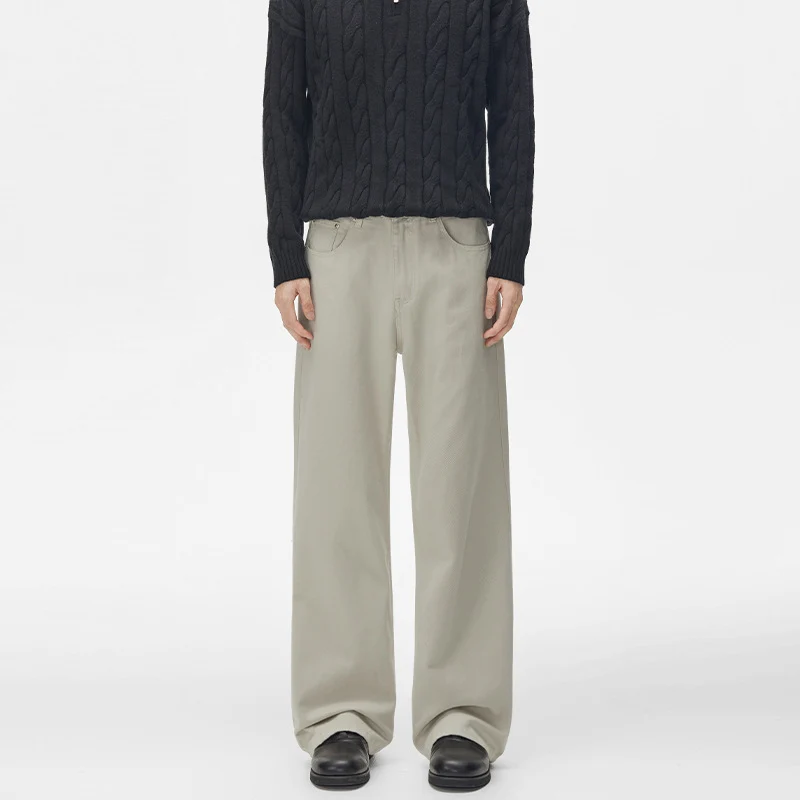 Herren Weit geschnittene Baumwoll-Twill Baggy-Hose mit tiefem Schritt und cleanem Five-Pocket-Schnitt Drune