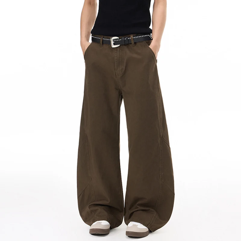 Herren Voluminöse Panel-Baggy-Hose aus Baumwoll-Twill mit ballonförmigem Saum Drune