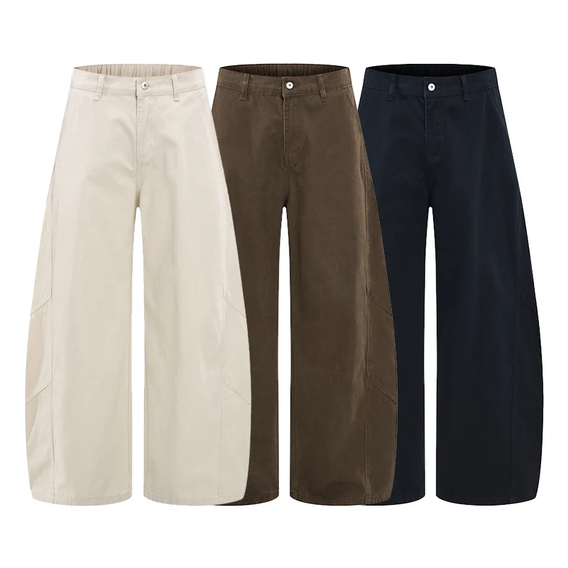 Herren Voluminöse Panel-Baggy-Hose aus Baumwoll-Twill mit ballonförmigem Saum Drune