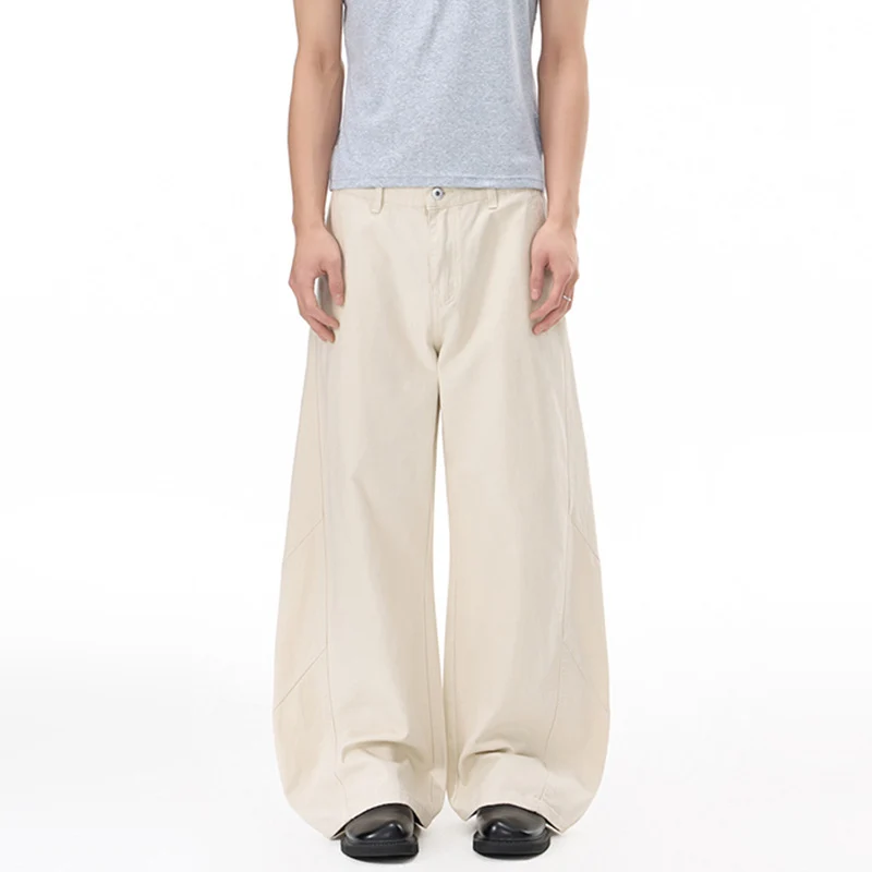 Herren Voluminöse Panel-Baggy-Hose aus Baumwoll-Twill mit ballonförmigem Saum Drune