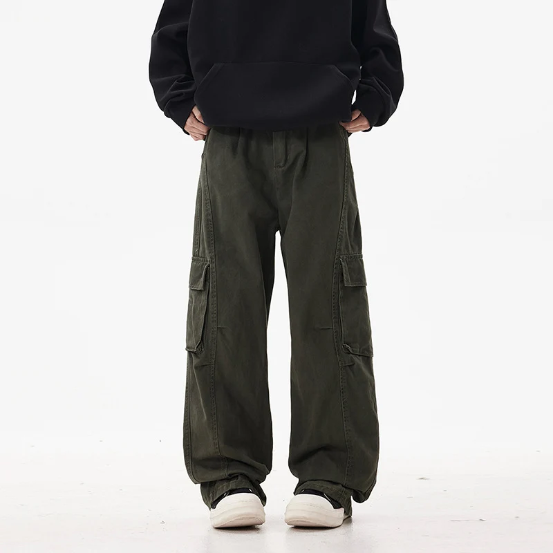 Herren Utility-Cargohose im Oversize-Twill mit tiefem Schritt und aufgesetzten Pattentaschen Drune