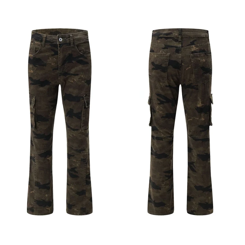 Herren Utility-Cargohose im geraden weiten Schnitt mit verstärkten Knieabnähern und aufgesetzten Klappentaschen Drune