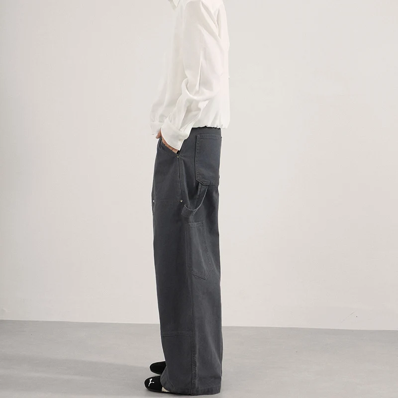 Herren Ultraweite Workwear-Palazzohose aus robustem Baumwoll-Twill mit Kniepaneelen und Werkzeugschlaufe Drune