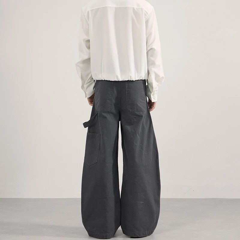 Herren Ultraweite Workwear-Palazzohose aus robustem Baumwoll-Twill mit Kniepaneelen und Werkzeugschlaufe Drune