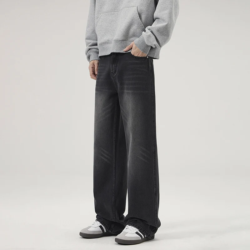 Herren Ultraweite Vintage-Denim-Palazzohose mit verlängerter Saumkante und Five‑Pocket-Details Drune