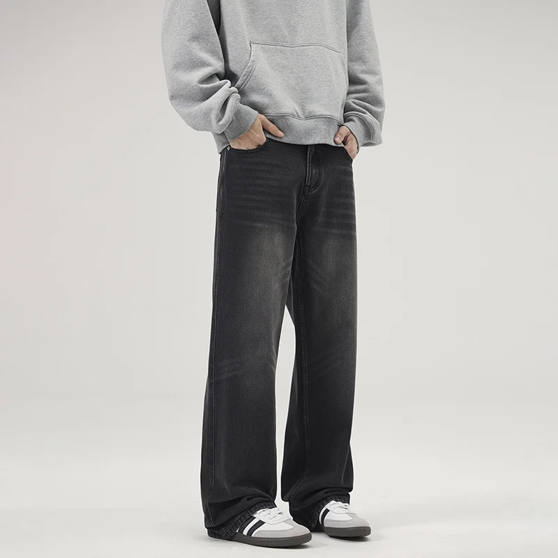 Herren Ultraweite Vintage-Denim-Palazzohose mit verlängerter Saumkante und Five‑Pocket-Details Drune