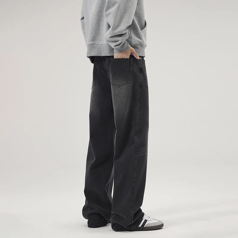 Herren Ultraweite Vintage-Denim-Palazzohose mit verlängerter Saumkante und Five‑Pocket-Details Drune