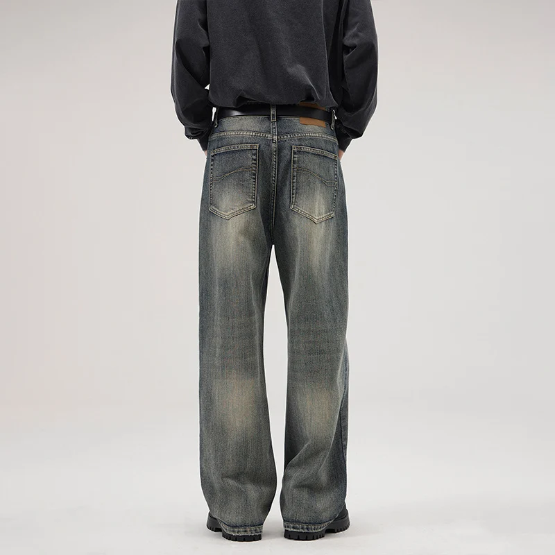 Herren Ultraweite Stonewashed-Baggy-Jeans mit tiefem Schritt und soften Fade-Details Drune