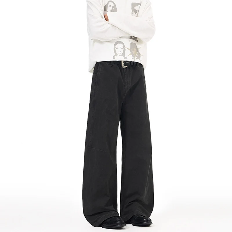 Herren Ultraweite Palazzo-Baggy-Hose mit tiefem Schritt und entspanntem Bund Drune