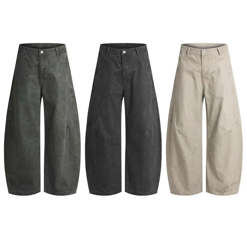 Herren Ultraweite Palazzo-Baggy-Hose mit tiefem Schritt und entspanntem Bund Drune