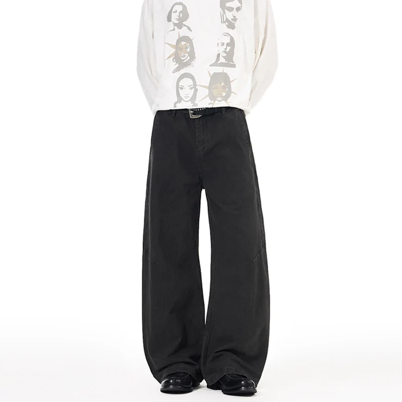 Herren Ultraweite Palazzo-Baggy-Hose mit tiefem Schritt und entspanntem Bund Drune