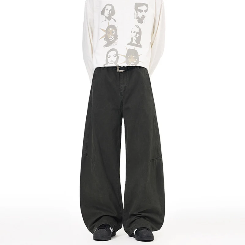 Herren Ultraweite Palazzo-Baggy-Hose mit tiefem Schritt und entspanntem Bund Drune