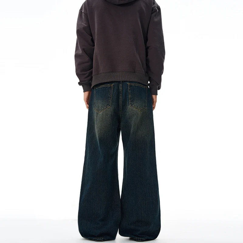 Herren Ultraweite Denim-Palazzo-Jeans mit tiefsitzender Bundlinie und verlängertem Saum Drune