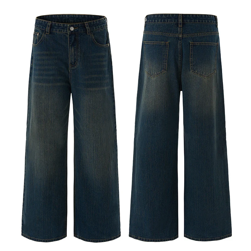 Herren Ultraweite Denim-Palazzo-Jeans mit tiefsitzender Bundlinie und verlängertem Saum Drune