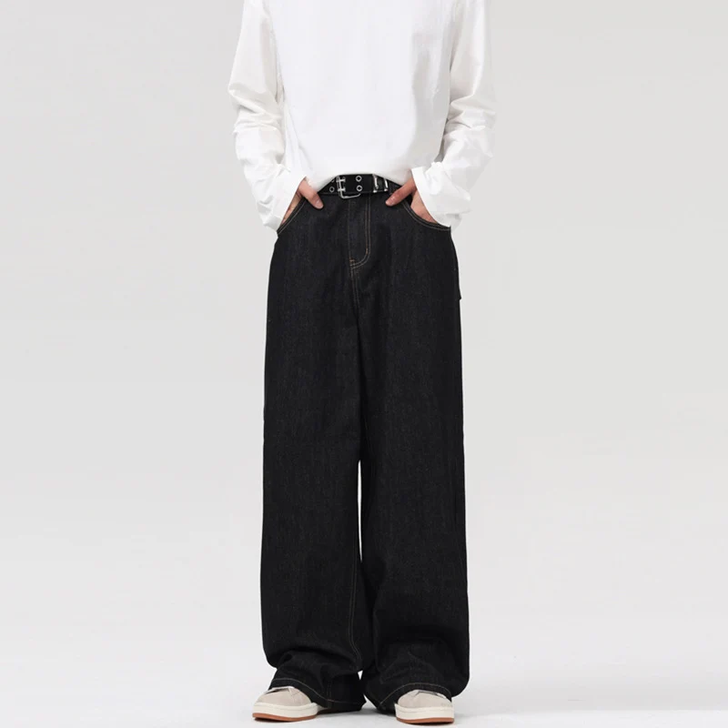 Herren Ultraweite Denim‑Palazzo‑Hose mit geradem Bein und Clean‑Minimal Silhouette Drune