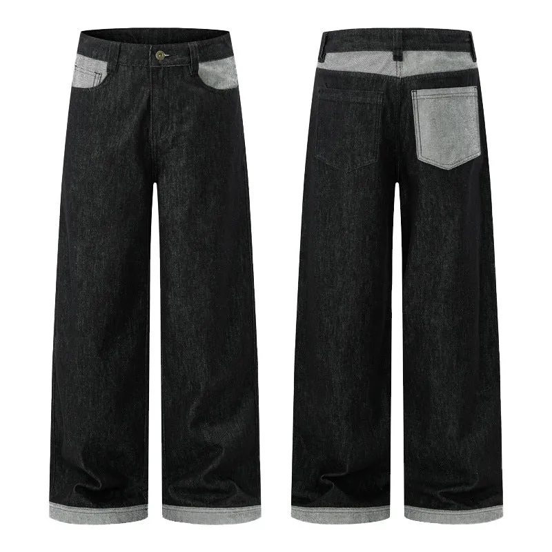 Herren Ultraweite Denim-Marlenehose mit extra langer Saumkante und Five‑Pocket-Detail Drune