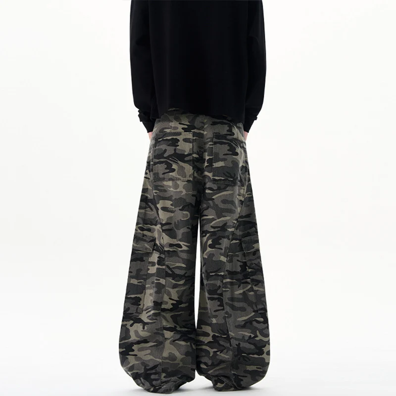 Herren Ultraweite Cargohhose im Baggy‑Cut mit tiefem Schritt Drune