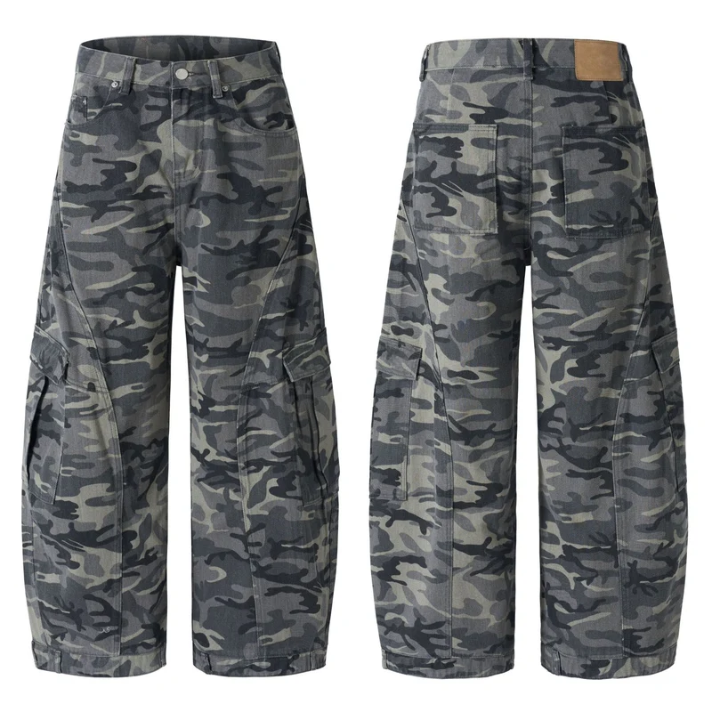 Herren Ultraweite Cargohhose im Baggy‑Cut mit tiefem Schritt Drune