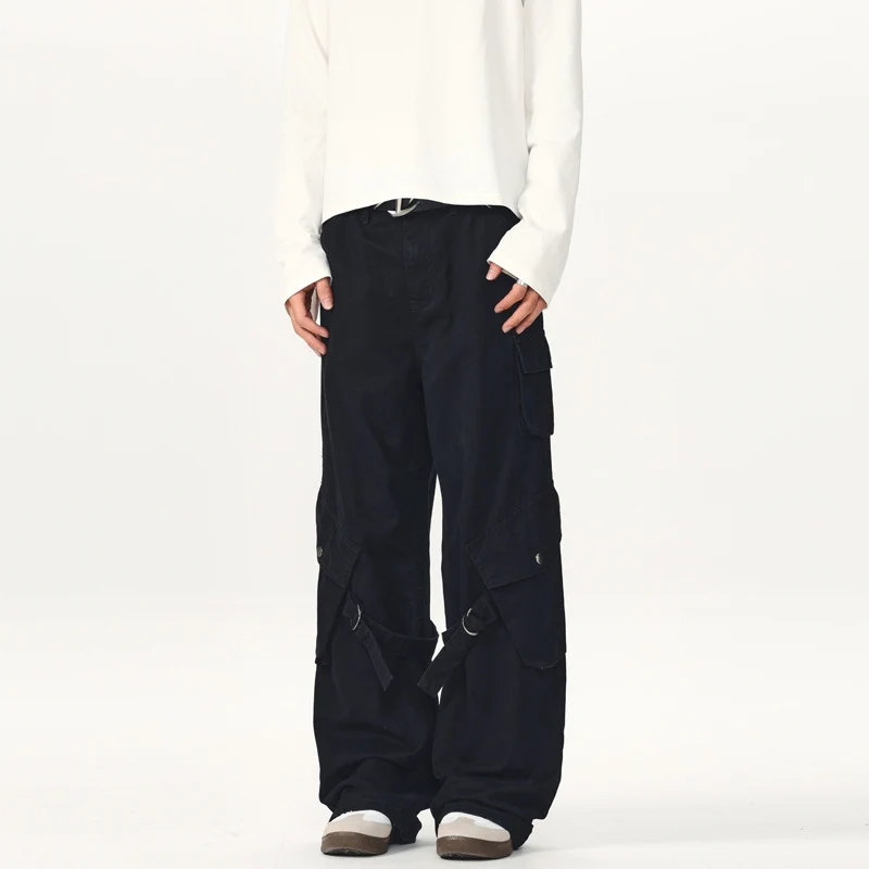 Herren Ultraweite Canvas-Cargohose mit D-Ring-Gurtsystem und multiplen Pattentaschen Drune