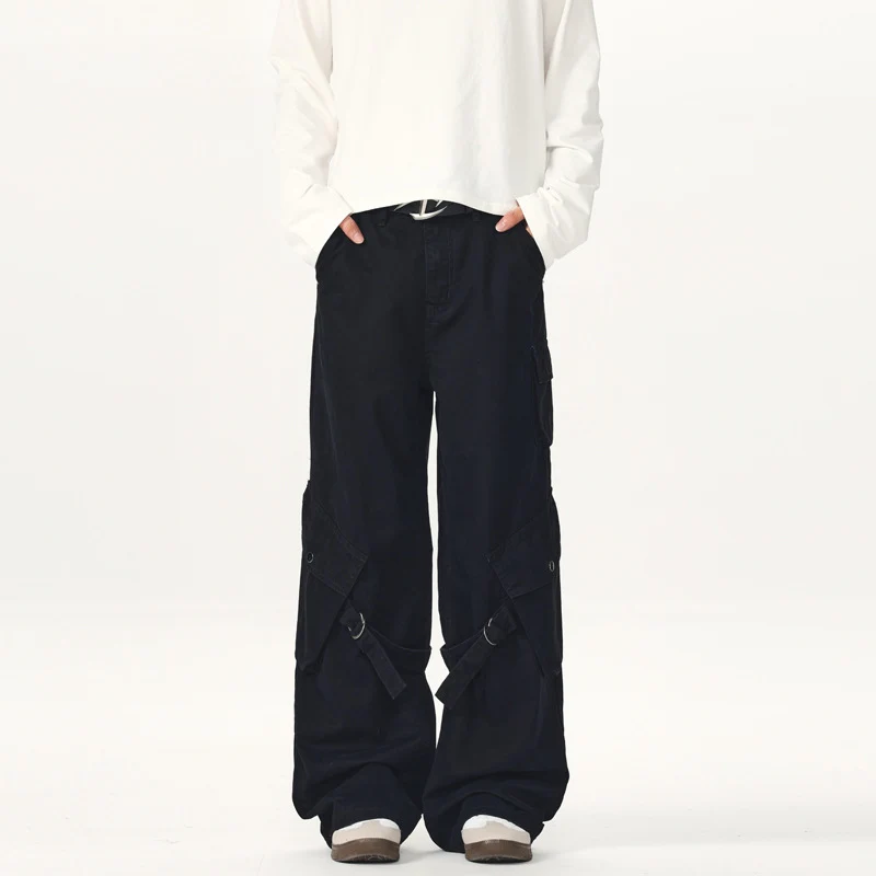 Herren Ultraweite Canvas-Cargohose mit D-Ring-Gurtsystem und multiplen Pattentaschen Drune