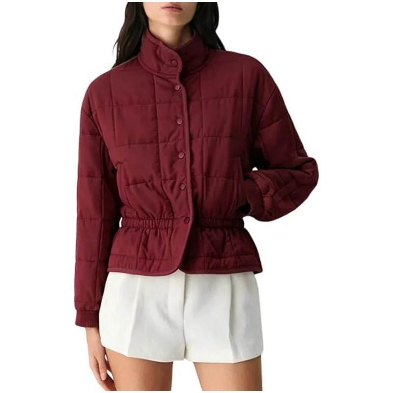 Damen Steppjacke mit Stehkragen und tailliertem Gummizug Drune