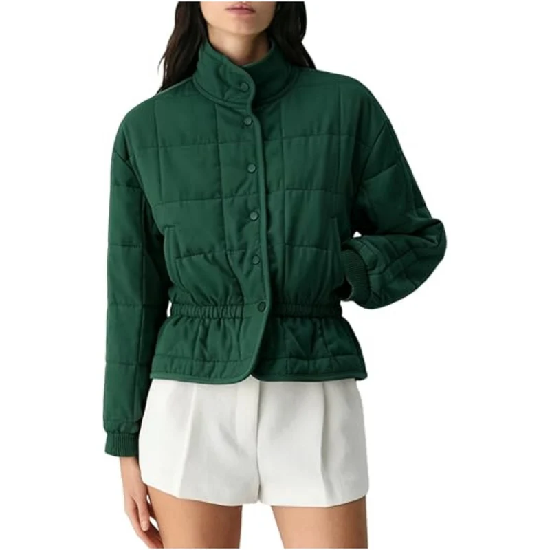 Damen Steppjacke mit Stehkragen und tailliertem Gummizug Drune