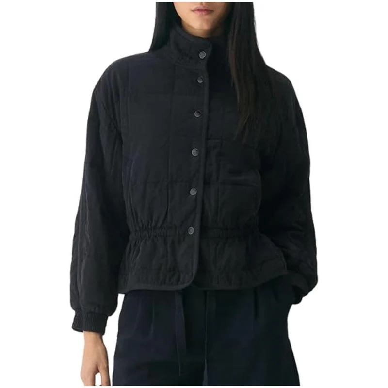 Damen Steppjacke mit Stehkragen und tailliertem Gummizug Drune