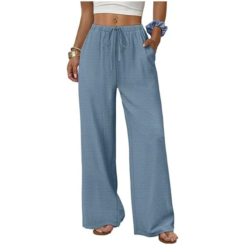 Damen Lounge-Hose mit weitem Bein, elastischem Bund und Eingrifftaschen Drune