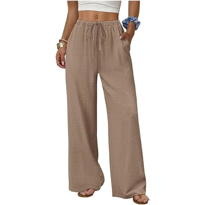 Damen Lounge-Hose mit weitem Bein, elastischem Bund und Eingrifftaschen Drune