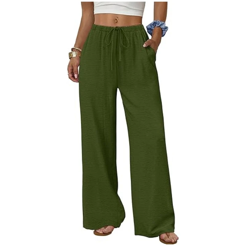 Damen Lounge-Hose mit weitem Bein, elastischem Bund und Eingrifftaschen Drune