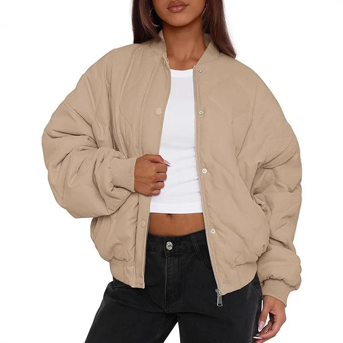 Damen Kurz geschnittene Stepp-Bomberjacke im Oversize-Look mit Raglanärmeln Drune